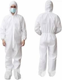 Disposable Coveralls with Hood; Boots; Elastic Wrists; Pack of 5 X-Large White Hazmat Suits Disposable; SMS 60gsm White Paint Coveralls Disposable; Wa