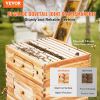 VEVOR Bee Hive 40 Frame Bee Hives Starter Kit, Beeswax Coated Cedar Wood, 2 Deep + 2 Medium Bee Boxes Langstroth Beehive Kit, Transparent Acrylic Wind