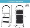 Portable Anti-Slip 3 Step Ladder Folding Lightweight Steel Step Stool Platform 330LBS Capacity
