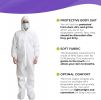 Disposable Coveralls with Hood; Boots; Elastic Wrists; Pack of 5 X-Large White Hazmat Suits Disposable; SMS 60gsm White Paint Coveralls Disposable; Wa