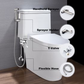 Bidet Sprayer for Toilet, Handheld Cloth Diaper Sprayer, Bathroom Sprayer Kit Spray Attachment with Hose, Stainless Steel Easy Install Great Water Pre (1: TH-FX0018)